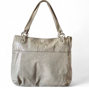 Coach Poppy Metallic Silver shoulder purse